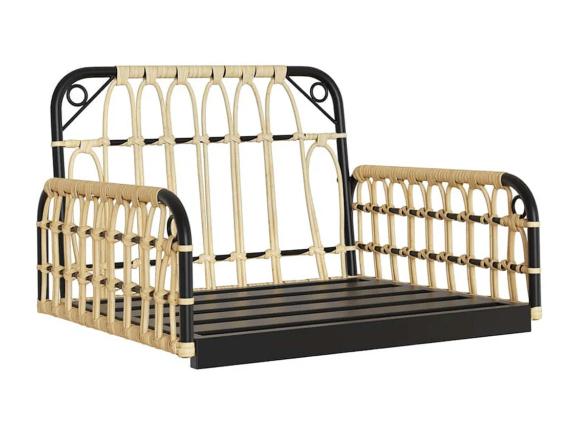 Schommelstoel met kussens 63x58x39 cm poly rattan en staal