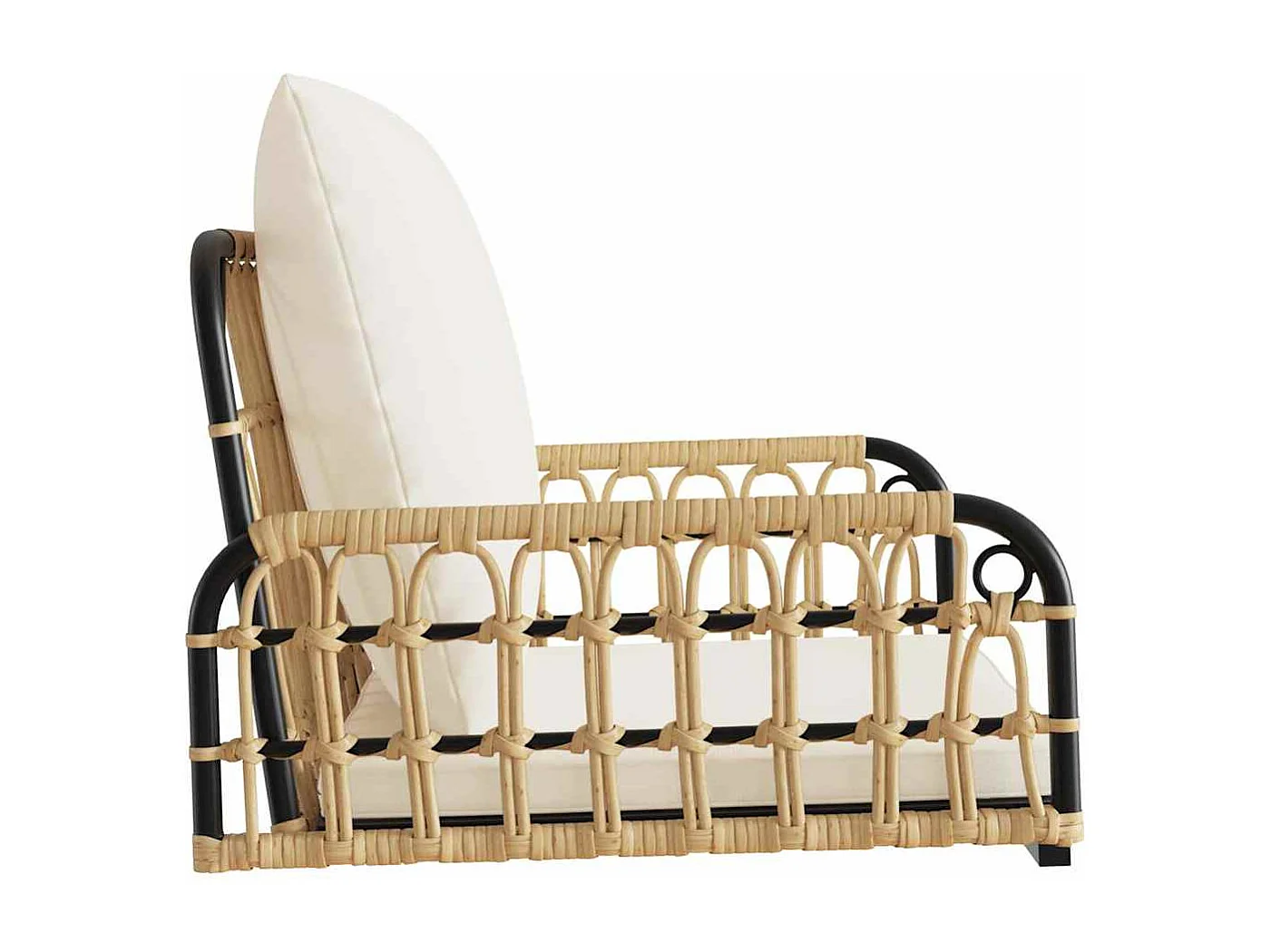 Schommelstoel met kussens 63x58x39 cm poly rattan en staal