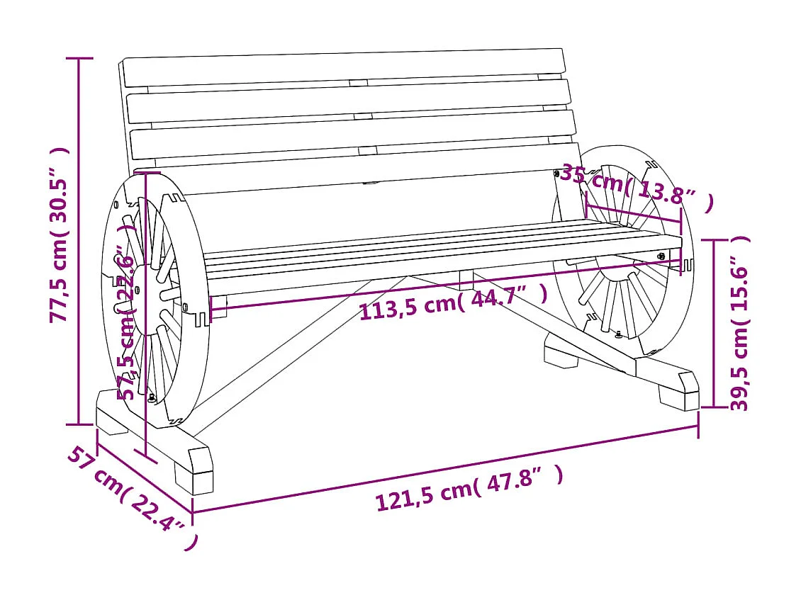 Banc de jardin 2 places bois de sapin massif