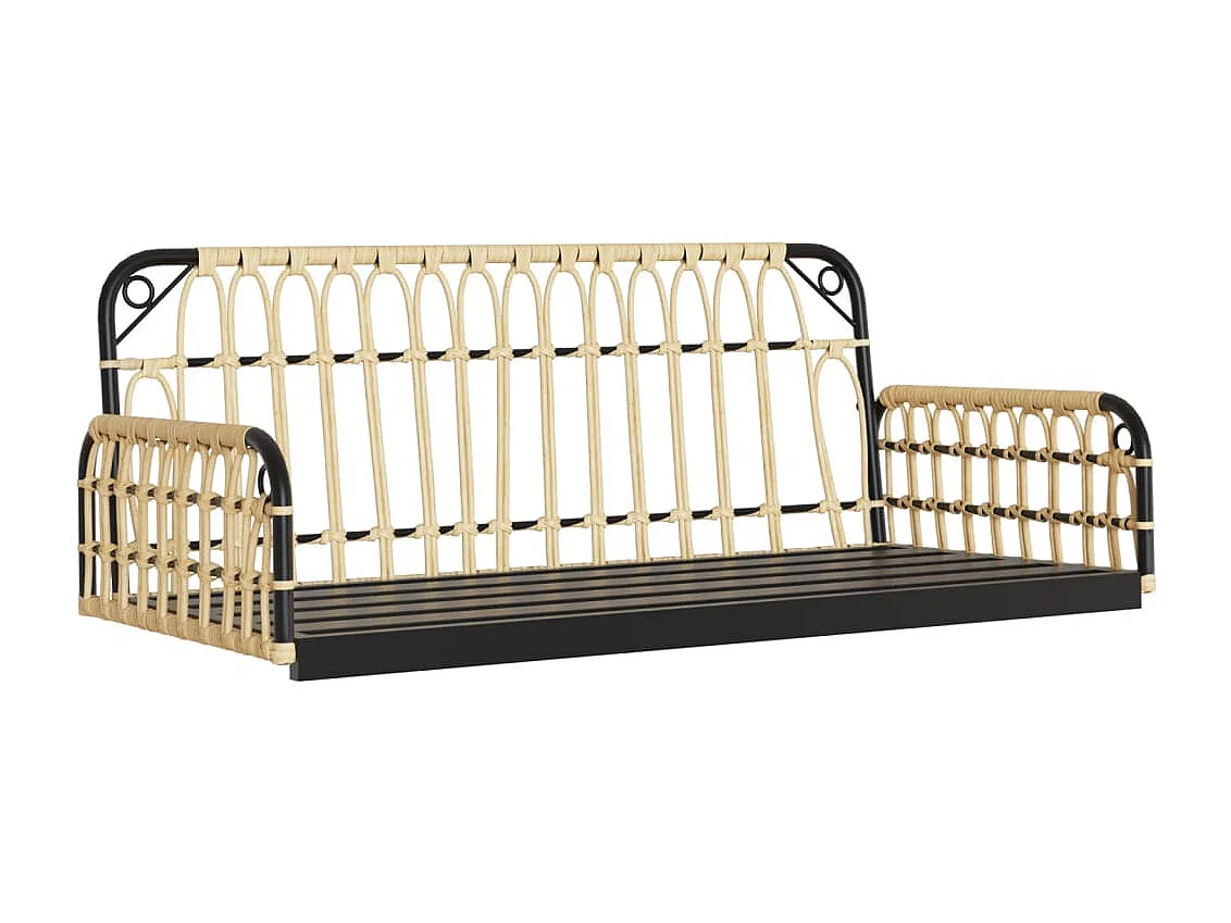 Hängebank mit Kissen 105x58x38 cm Poly Rattan und Stahl