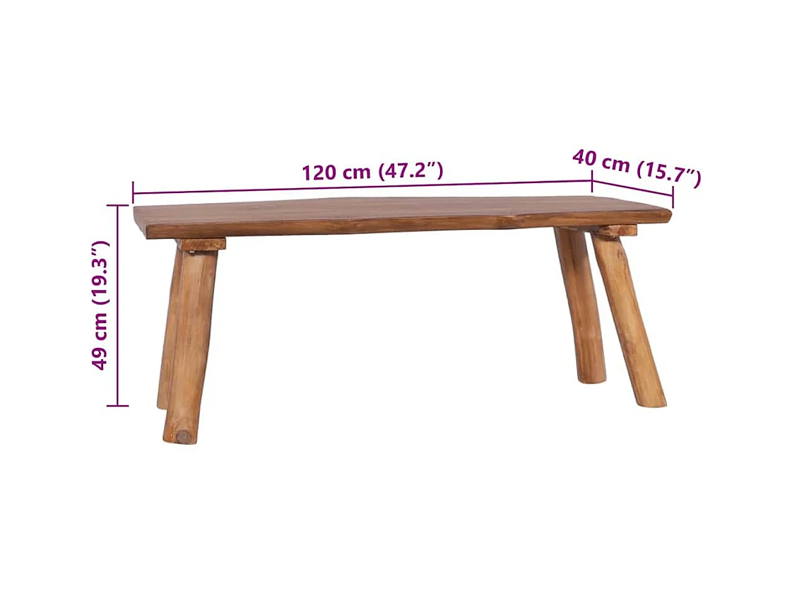 Tuinbank 120 cm massief teakhout