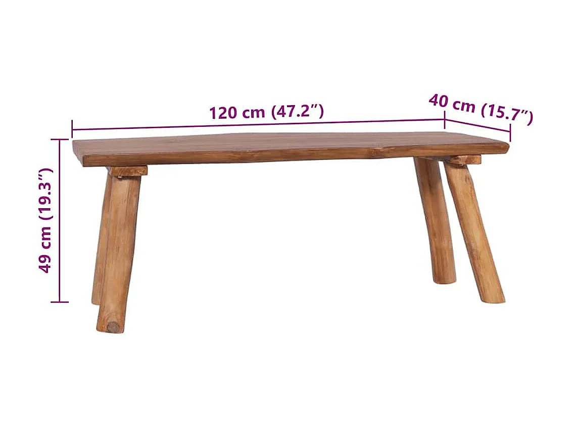 Gartenbank 120 cm Massivholz Teak