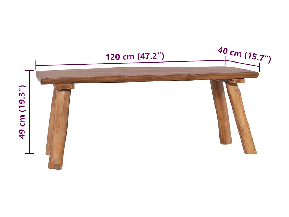 Gartenbank 120 cm Massivholz Teak