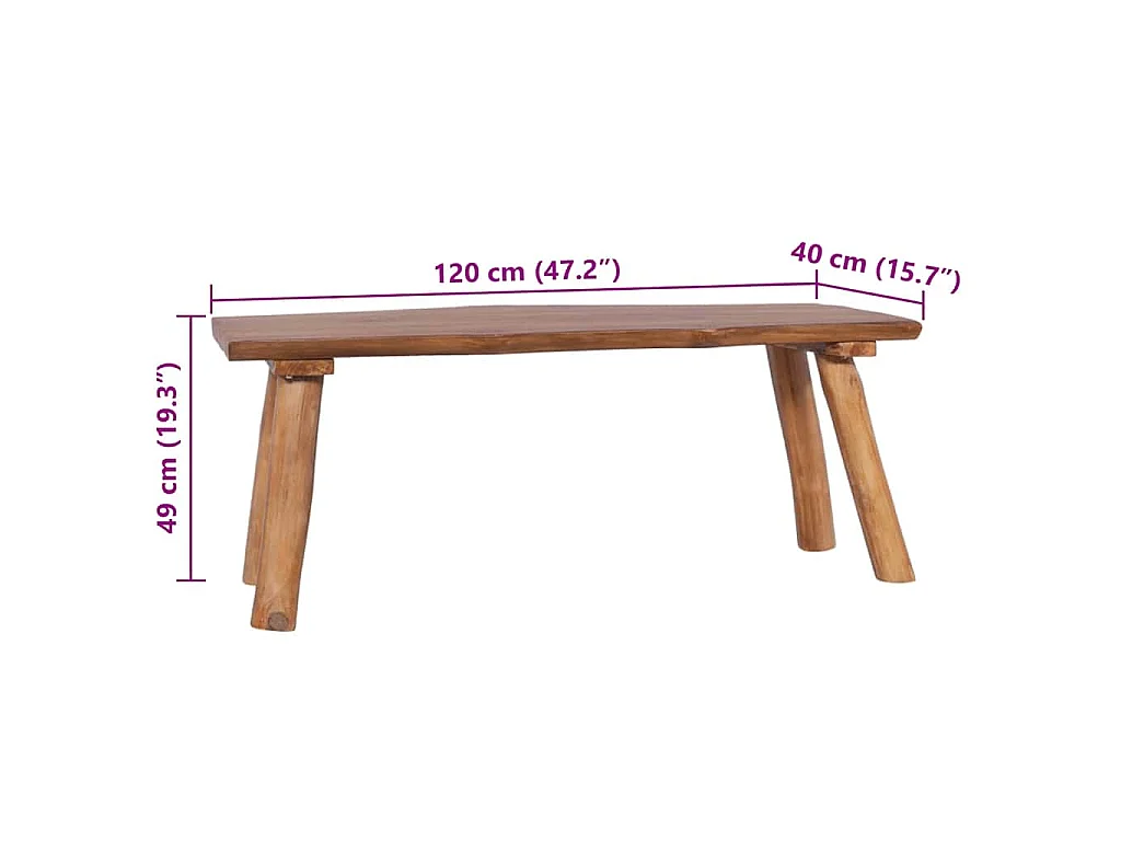 Gartenbank 120 cm Massivholz Teak