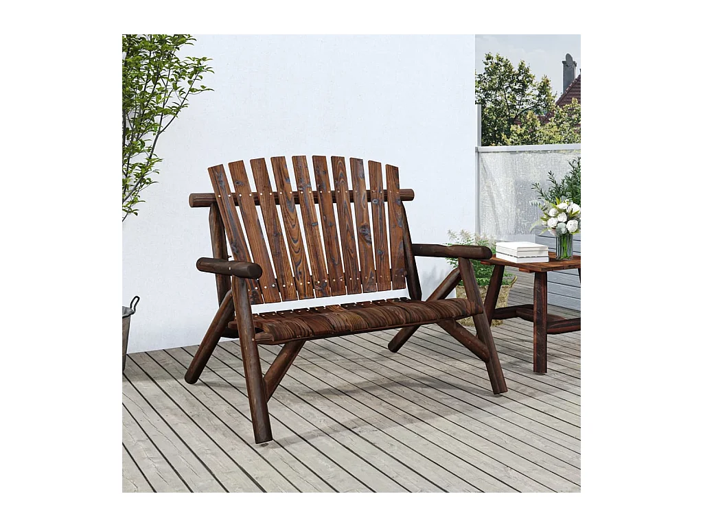 Banc de jardin à 2 places 119x85x98 cm bois massif d'épicéa