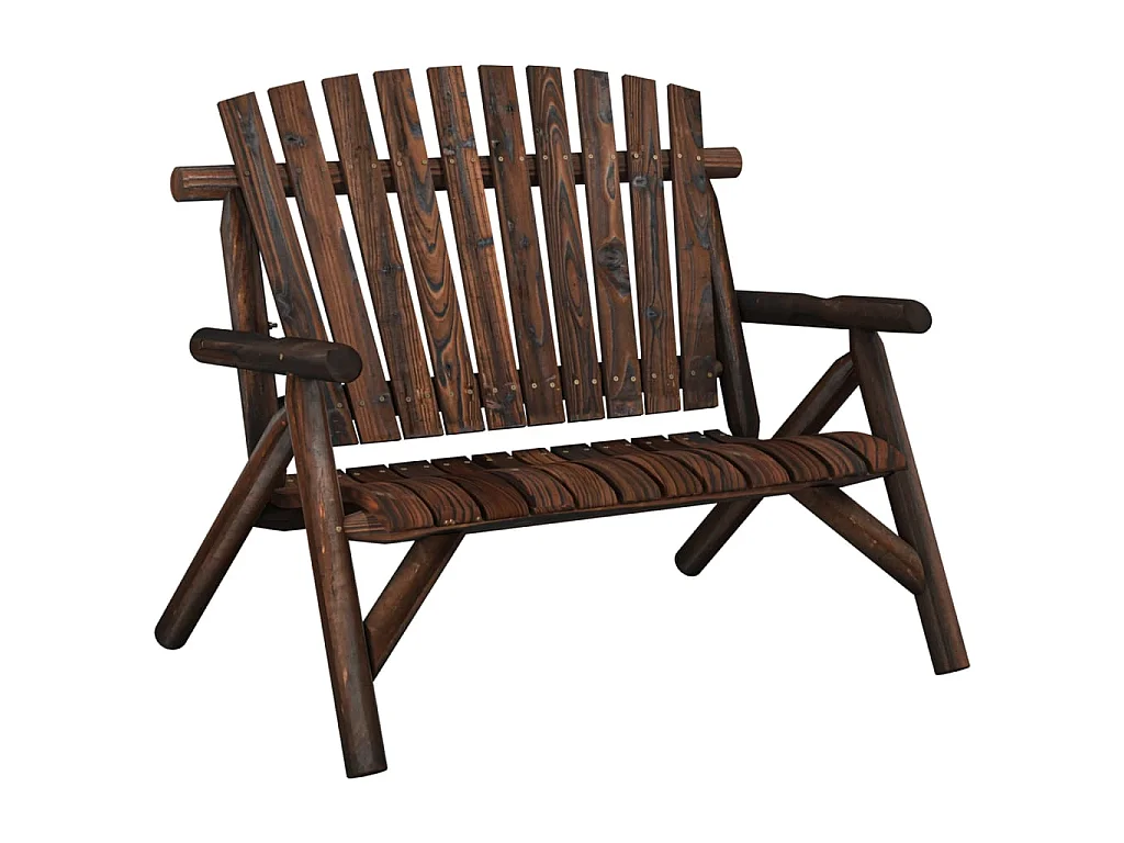 Panca Giardino 2 Posti 119x85x98cm Legno Massello Abete Rosso