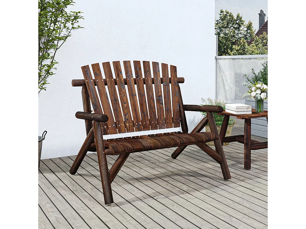 Panca Giardino 2 Posti 119x85x98cm Legno Massello Abete Rosso