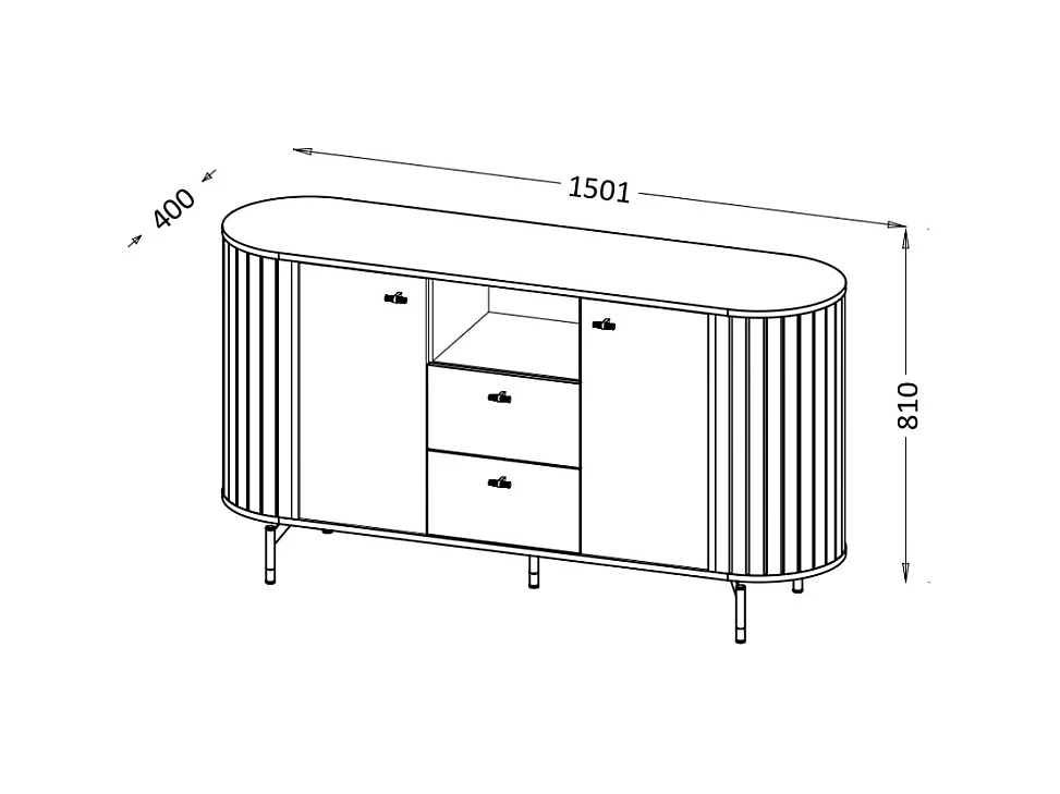 Aparador AMBIHOME ZANE 02 - Caxemira, C150xP40xA81cm