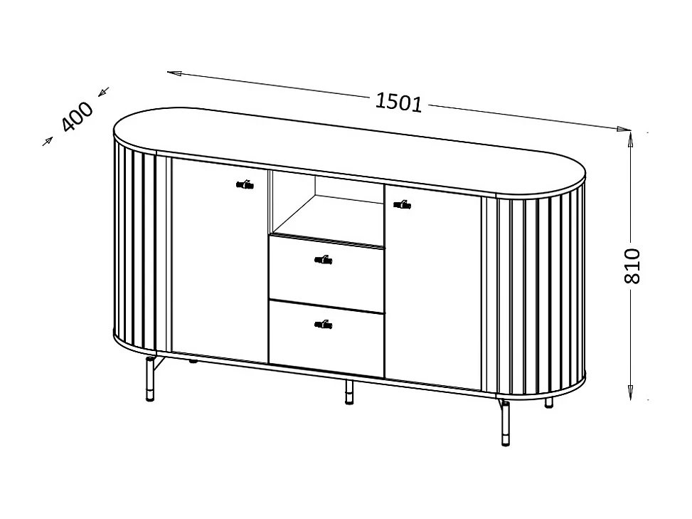 Aparador AMBIHOME ZANE 02 - Caxemira, C150xP40xA81cm