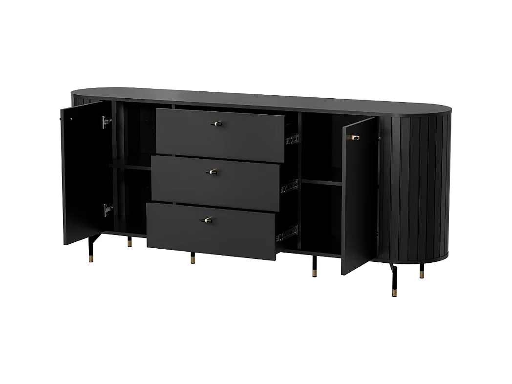 Aparador AMBIHOME ZANE 04 - Preto, C190xP40xA81cm