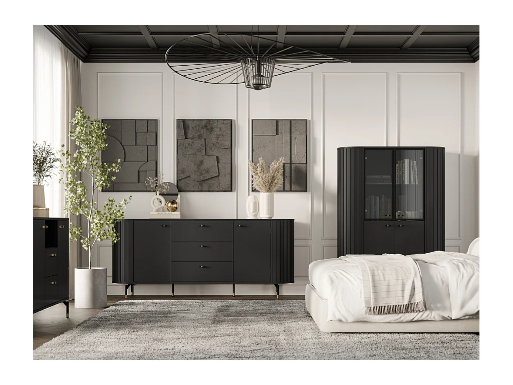 Aparador AMBIHOME ZANE 04 - Preto, C190xP40xA81cm