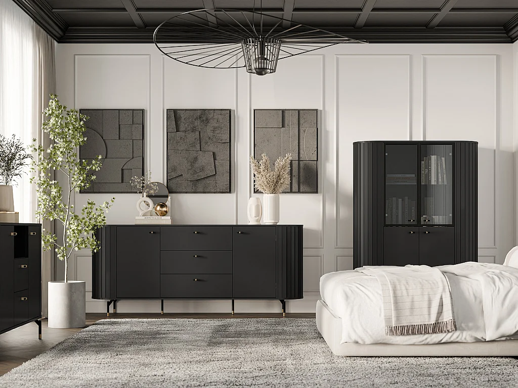 Aparador AMBIHOME ZANE 04 - Preto, C190xP40xA81cm