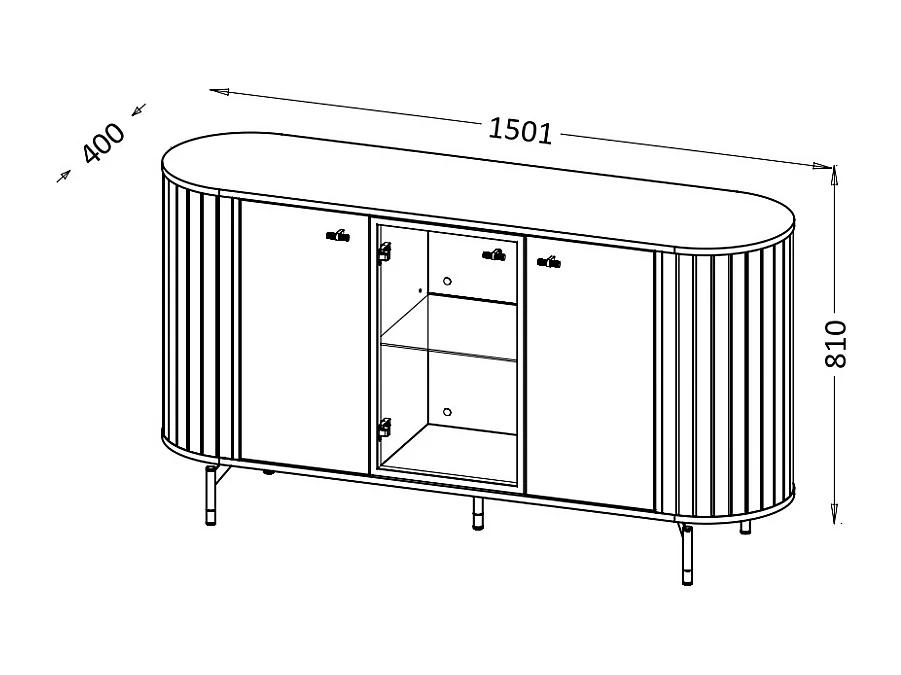 Aparador AMBIHOME ZANE 03 - Caxemira, C150xP40xA81cm