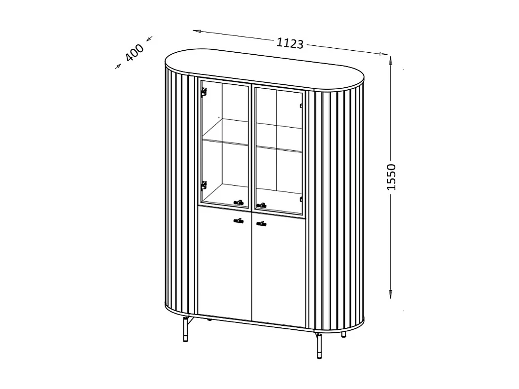 Vitrine AMBIHOME ZANE 01 - Caxemira, C112xP40xA155cm
