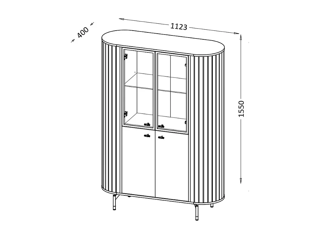 Vitrine AMBIHOME ZANE 01 - Caxemira, C112xP40xA155cm