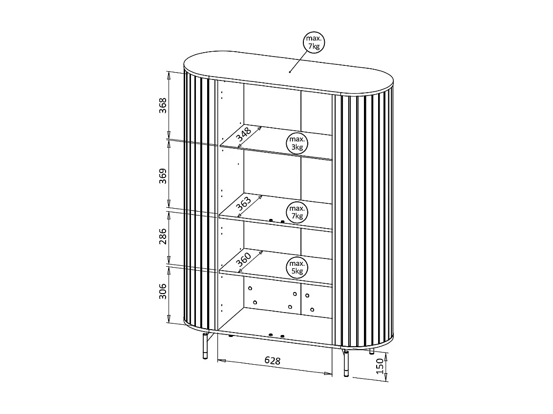 Vitrine AMBIHOME ZANE 01 - Preto, C112xP40xA155cm