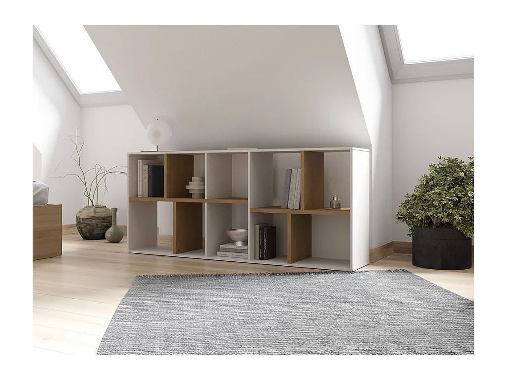 Estante horizontal AMBIHOME ESSENCE - Branco/Carvalho, C78xP36xA183cm