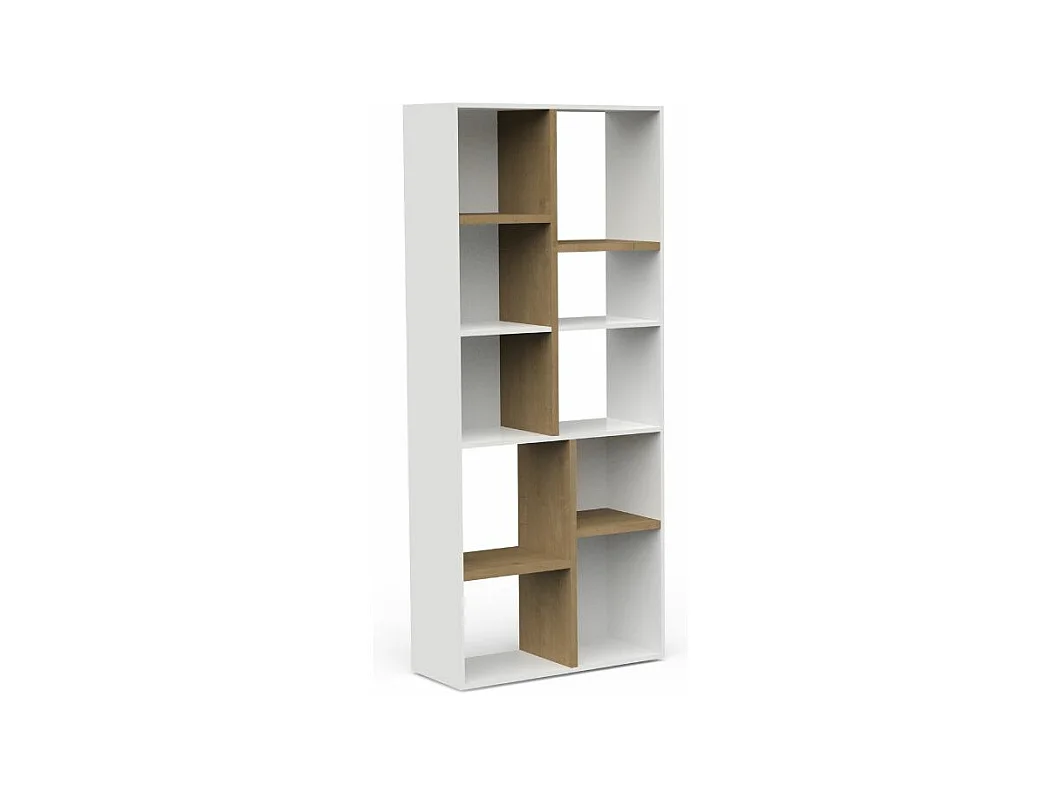 Estante horizontal AMBIHOME ESSENCE - Branco/Carvalho, C78xP36xA183cm