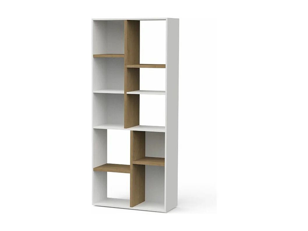 Estante horizontal AMBIHOME ESSENCE - Branco/Carvalho, C78xP36xA183cm