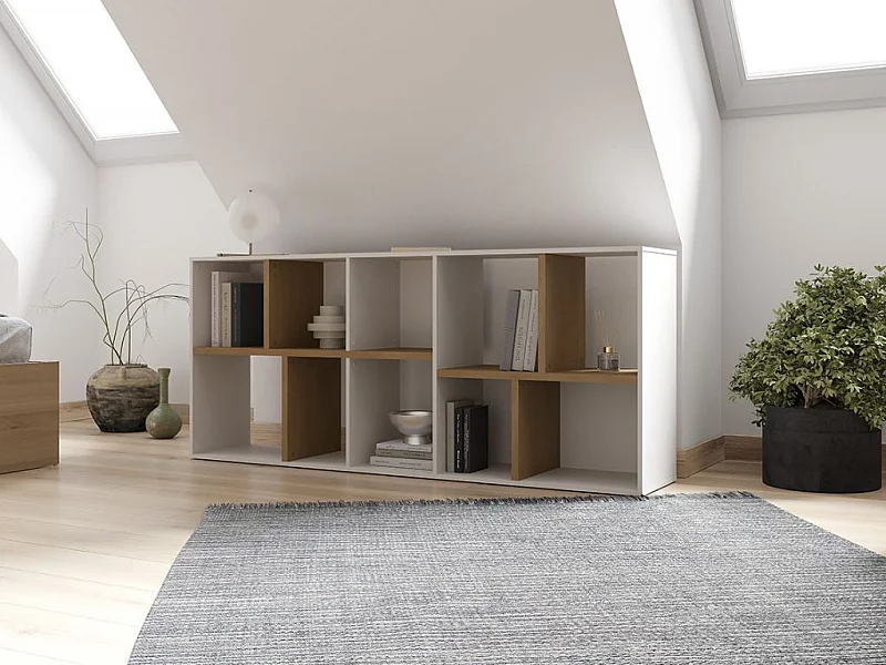 Estante horizontal AMBIHOME ESSENCE - Branco/Carvalho, C78xP36xA183cm