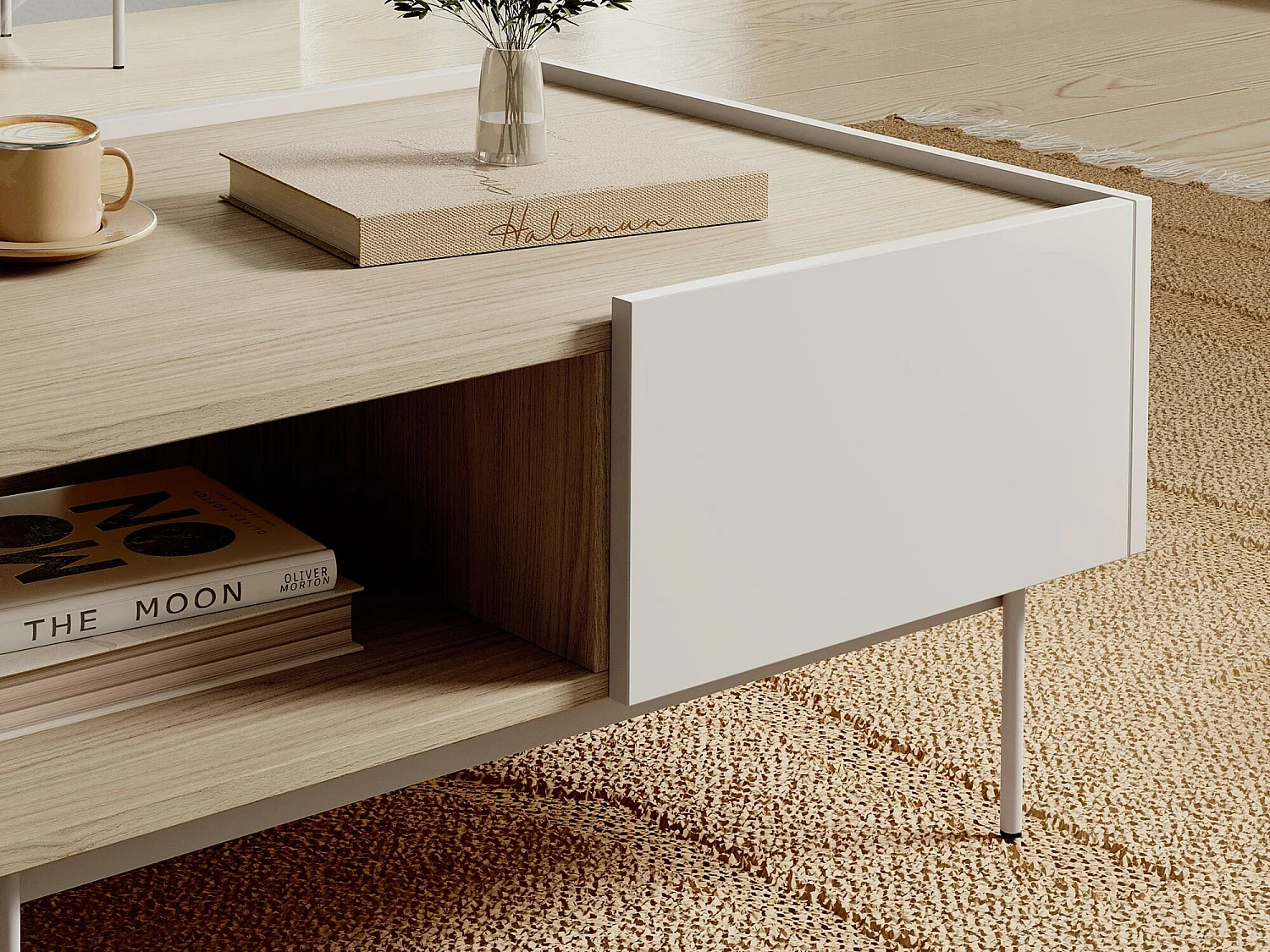 Mesa de café Lima R103, Cachemira|Roble, 45x65x97cm, Aglomerado laminado, Angular