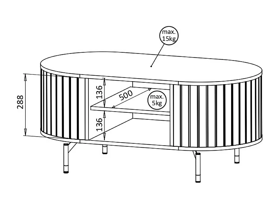 Mesa de Centro AMBIHOME ZANE 06 - Caxemira, C104xP56xA47cm