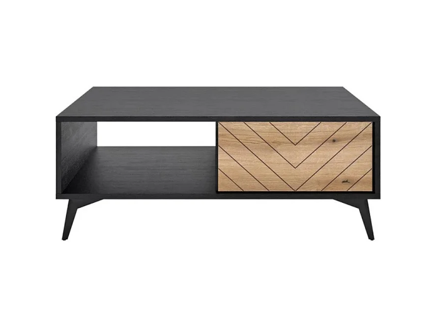 Table basse Alelmo 100, Noir|Chêne clair, 40x68x104cm, Stratifié, Angulaire