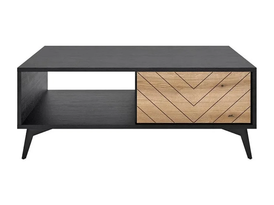 Tavolino da caffè Lima K101, Rovere chiaro|Nero, 40x68x104cm, Truciolare laminato