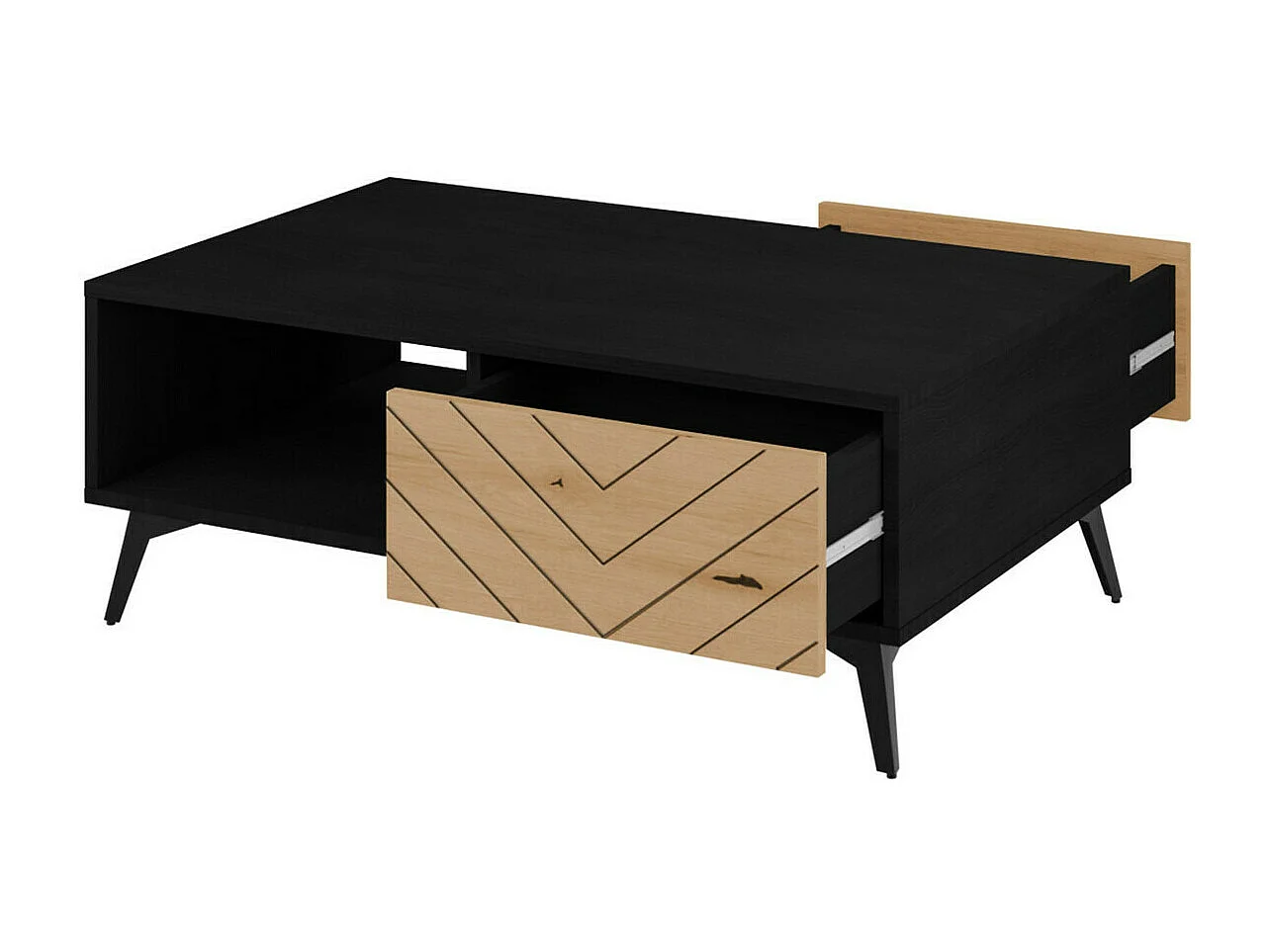 Tavolino da caffè Lima K101, Rovere chiaro|Nero, 40x68x104cm, Truciolare laminato