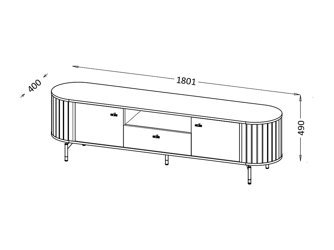 Móvel TV AMBIHOME ZANE 05 - Caxemira, C180xP40xA49cm