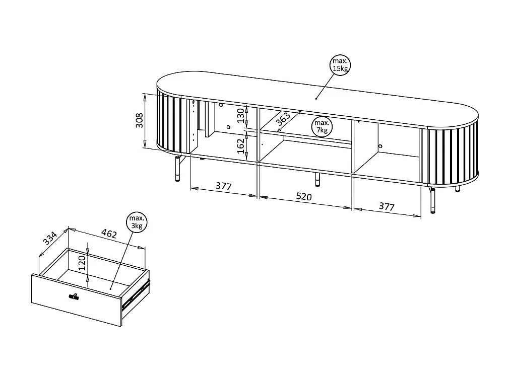 Móvel TV AMBIHOME ZANE 05 - Preto, C180xP40xA49cm