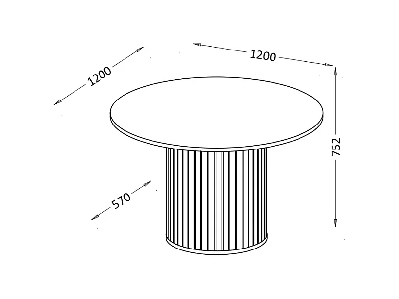 Mesa de jantar AMBIHOME ZANE 08 - Preto, 120cm