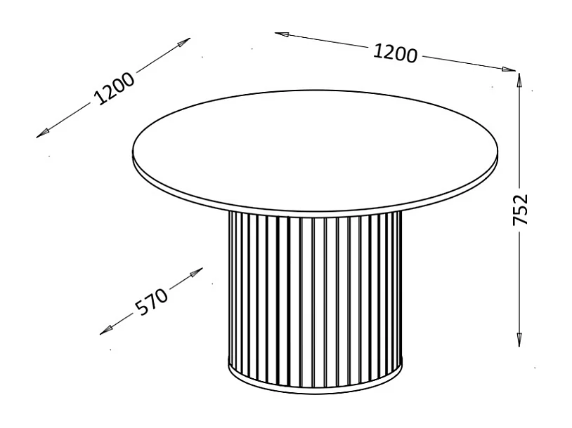 Mesa de jantar AMBIHOME ZANE 08 - Preto, 120cm
