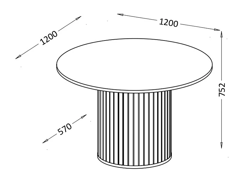 Mesa de jantar AMBIHOME ZANE 08 - Preto, 120cm