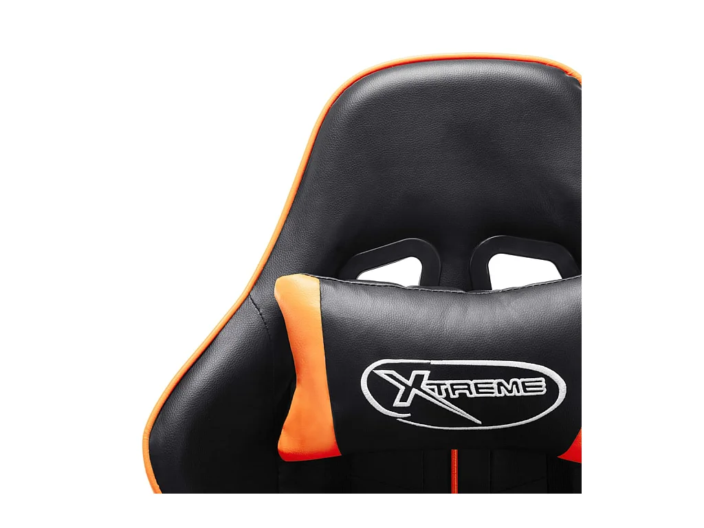 Chaise de jeu avec repose-pied Noir et orange Cuir artificiel