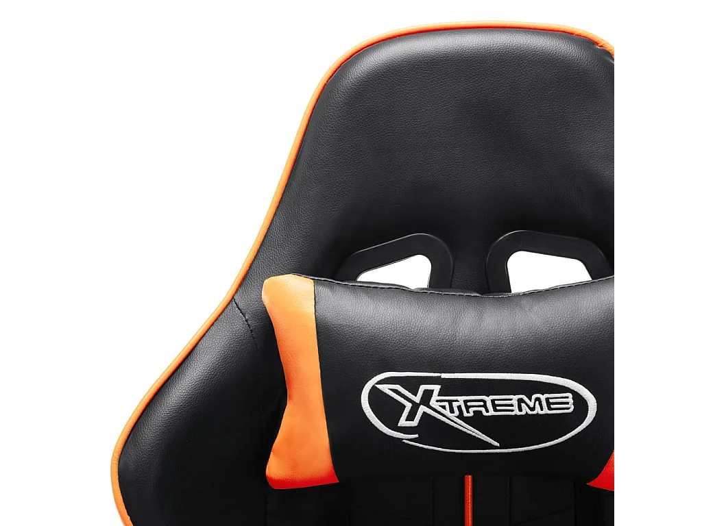 Chaise de jeu avec repose-pied Noir et orange Cuir artificiel