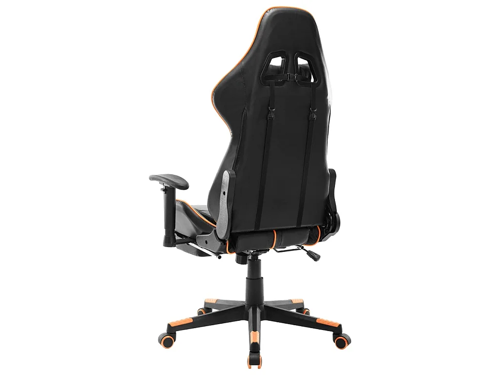 Sedia da Gaming con Poggiapiedi Nera e Arancione in Similpelle