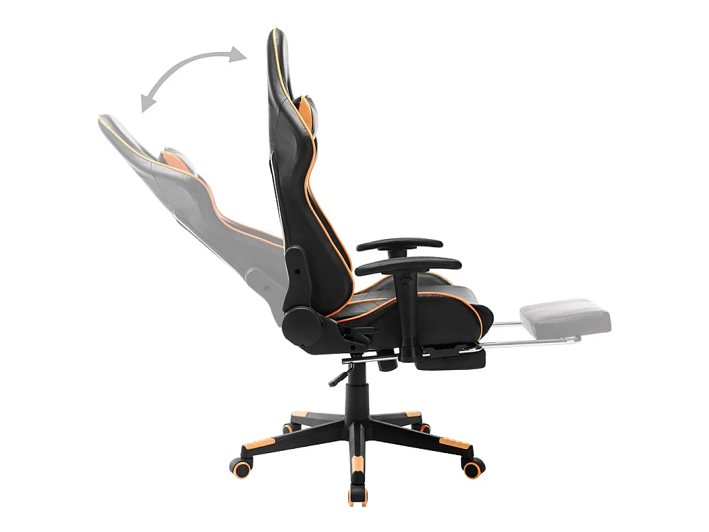 Sedia da Gaming con Poggiapiedi Nera e Arancione in Similpelle