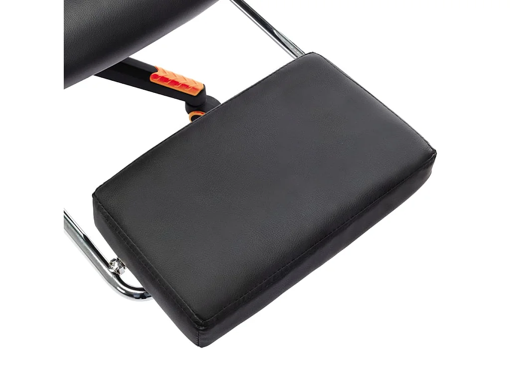 Sedia da Gaming con Poggiapiedi Nera e Arancione in Similpelle