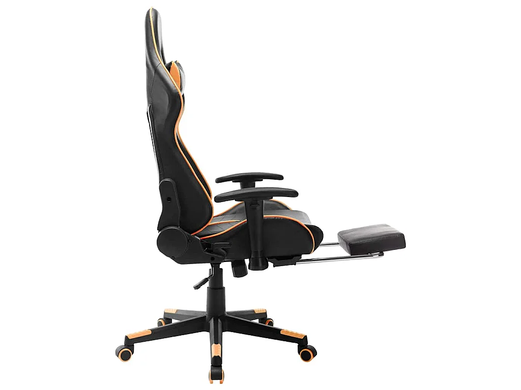 Gaming-Stuhl mit Fußstütze Schwarz und Orange Kunstleder