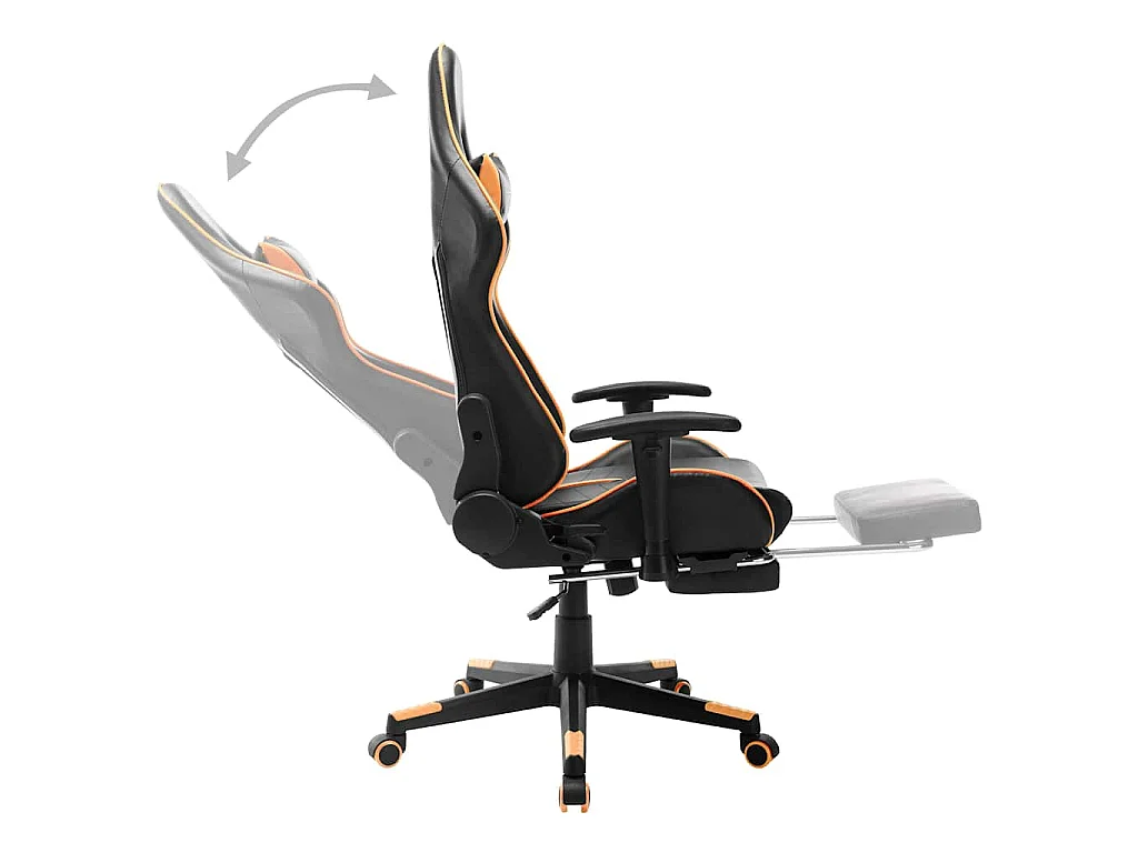 Gaming-Stuhl mit Fußstütze Schwarz und Orange Kunstleder