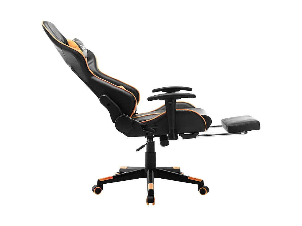 Gaming-Stuhl mit Fußstütze Schwarz und Orange Kunstleder