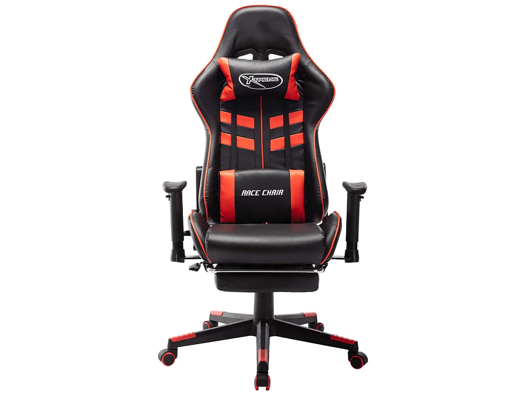 Sedia da Gaming con Poggiapiedi Rossa e Nera in Similpelle