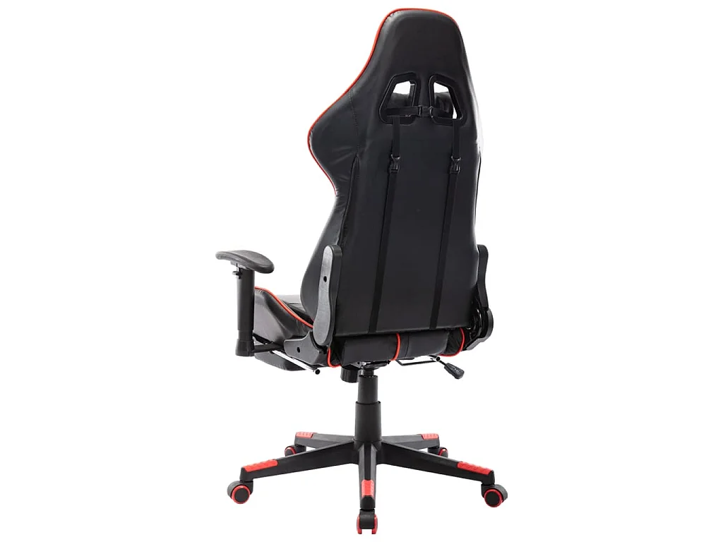 Sedia da Gaming con Poggiapiedi Rossa e Nera in Similpelle