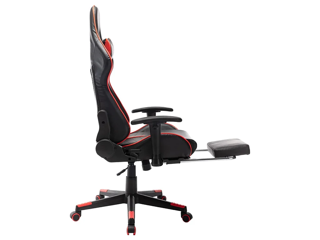 Sedia da Gaming con Poggiapiedi Rossa e Nera in Similpelle