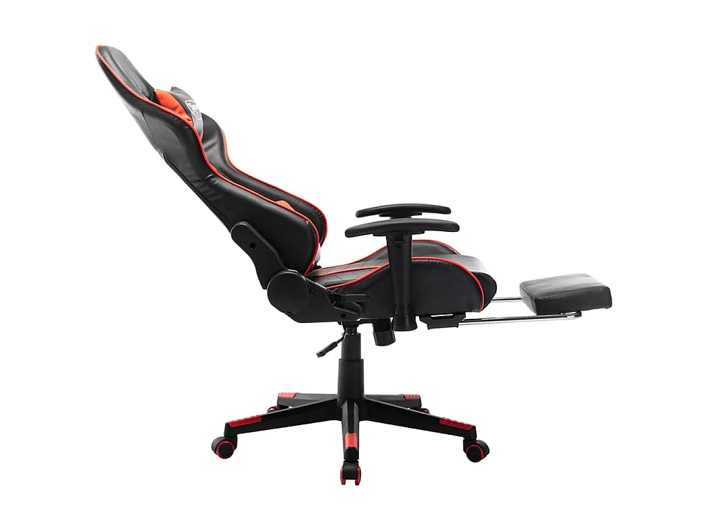 Sedia da Gaming con Poggiapiedi Rossa e Nera in Similpelle