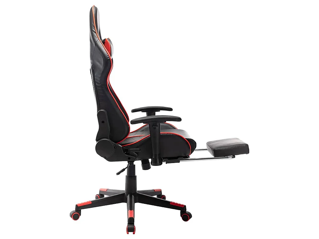 Sedia da Gaming con Poggiapiedi Rossa e Nera in Similpelle