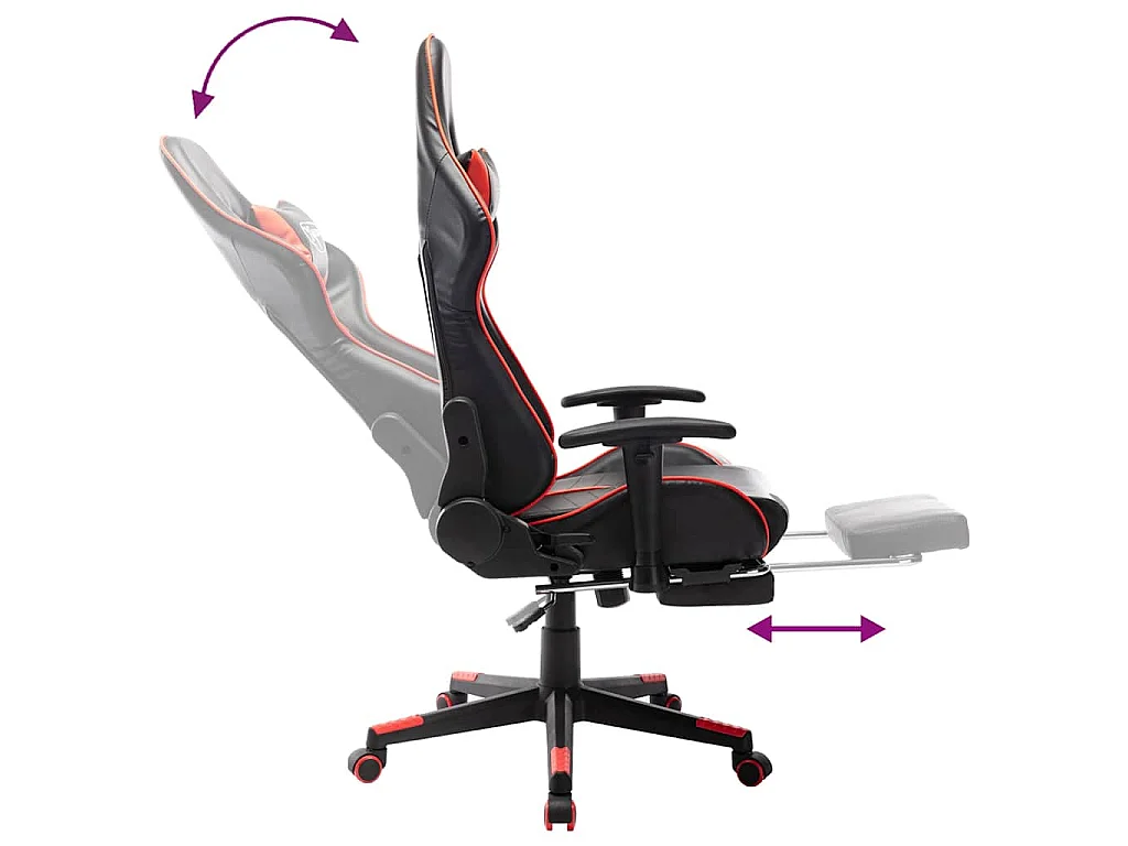 Sedia da Gaming con Poggiapiedi Rossa e Nera in Similpelle