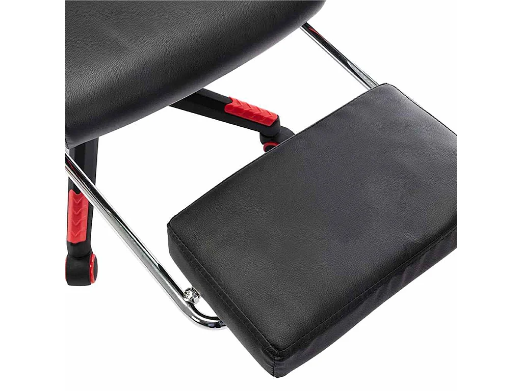 Sedia da Gaming con Poggiapiedi Rossa e Nera in Similpelle