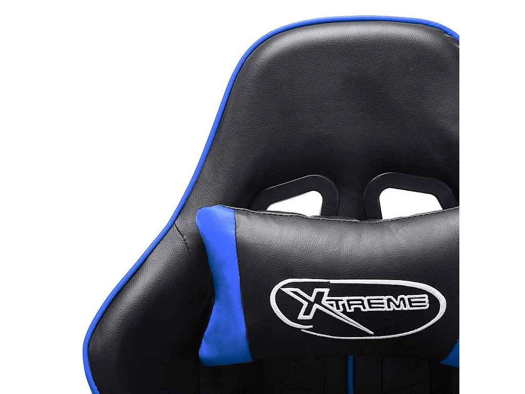 Silla de gaming de cuero sintético negro y azul